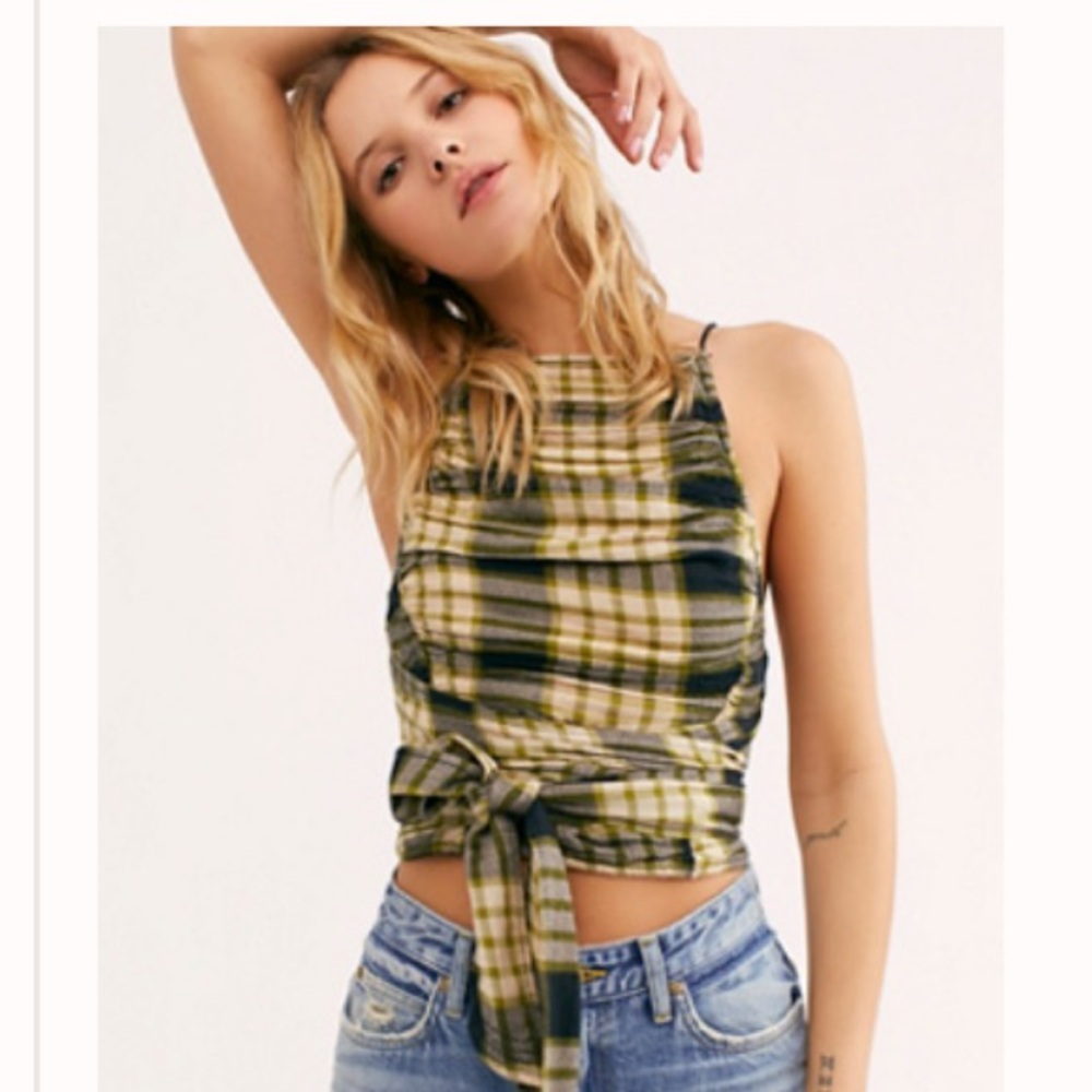Free People Real Love Plaid Tank - Black Combo